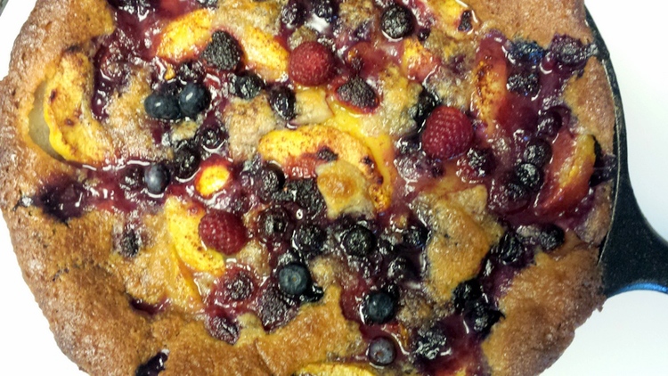 4.6 Fresh Peach, Raspberry and Blueberry Cobbler